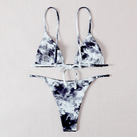Damen Triangel-Bikini mit verstellbaren Trägern und Raffungen EB