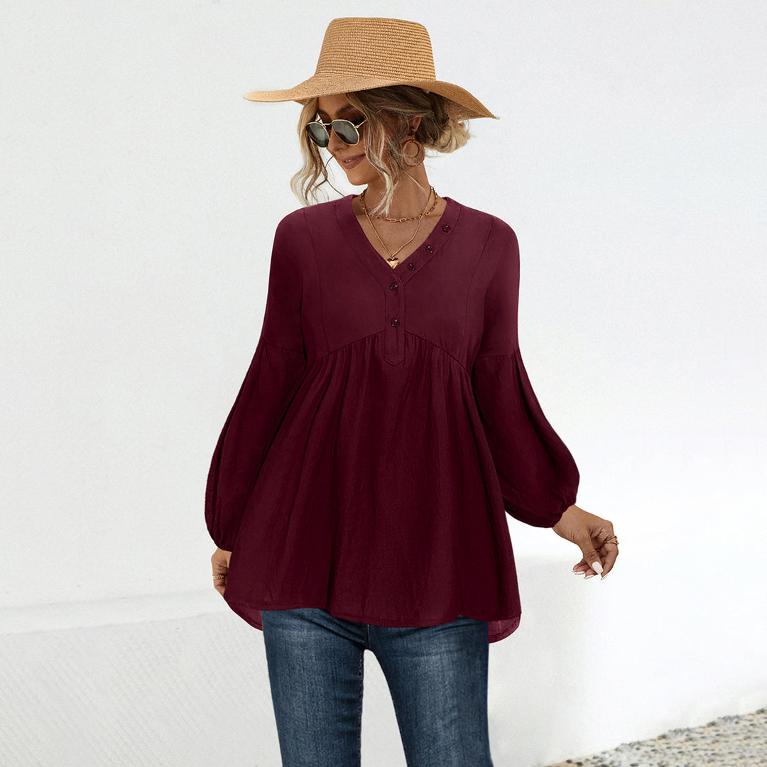 Damen Blusenshirt mit lässigem Schnitt und eleganten Knopfdetails EB
