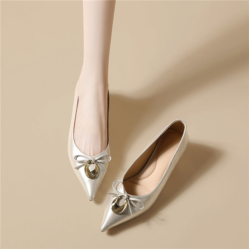Damen elegante spitze Ballerinas mit Zierschnalle EB