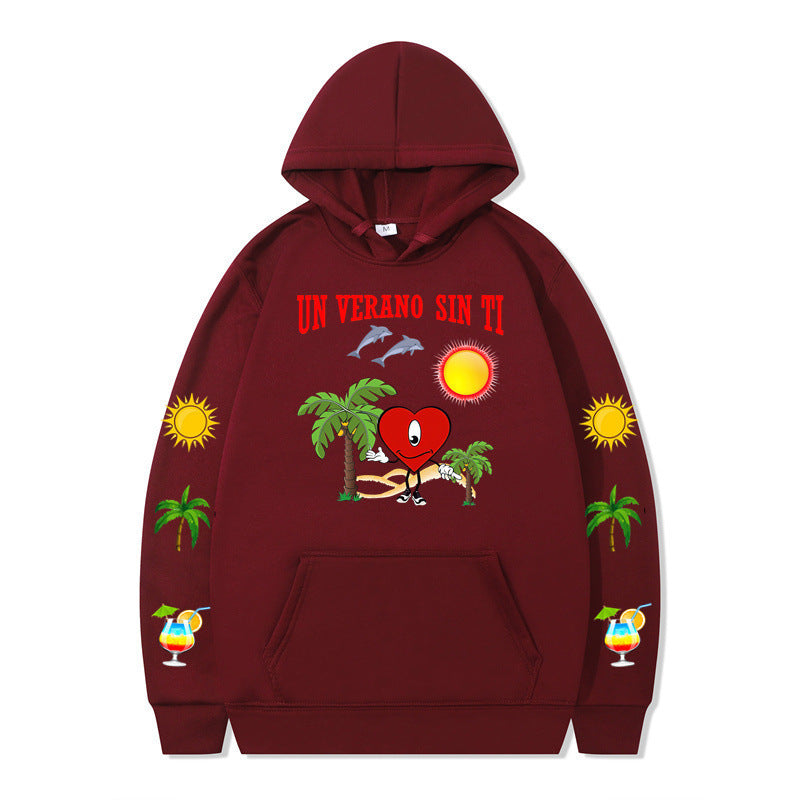 Damen Kapuzenpullover mit lebhaftem Sommermotiv und bequemer Passform EB