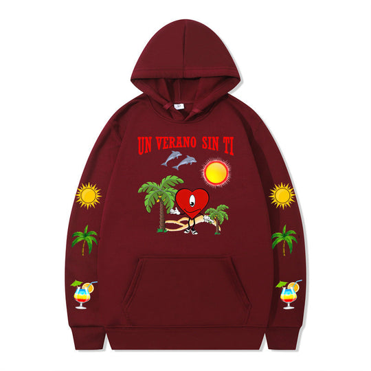 Damen Kapuzenpullover mit lebhaftem Sommermotiv und bequemer Passform EB
