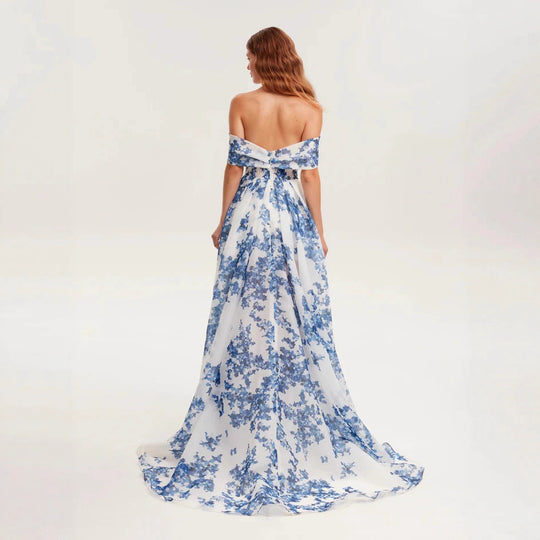 Damen Maxikleid aus Chiffon mit Blumenmuster EB