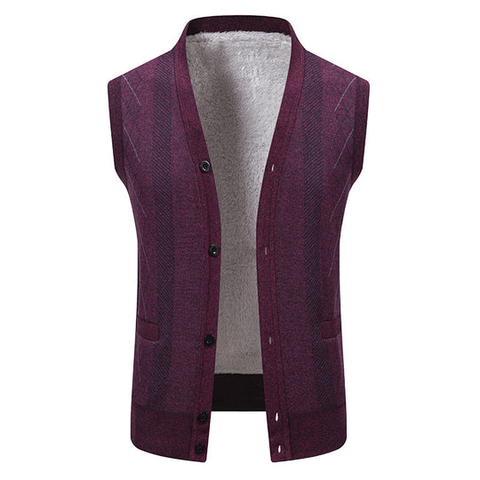 Herren Strickjacke mit klassischem V-Ausschnitt und feinem Zopfmuster EB