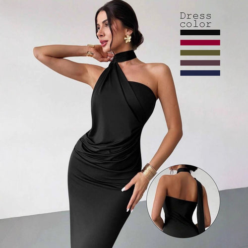 Damen Elegantes Wickelkleid mit verführerischem Halterneck-Design EB