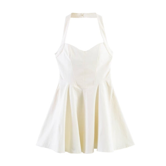 Damen A-Linien Kleid mit Halterneck und figurbetonter Silhouette EB