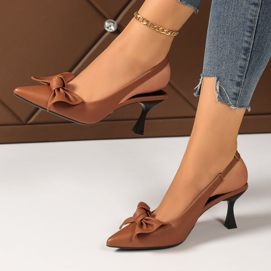 Damen Slingback Pumps mit aufwendiger Schleifen-Applikation und elegantem Absatz EB