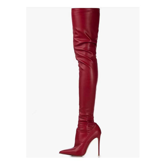 Femme Über-die-Knie Spitzenzehen Stiletto Stiefel EB