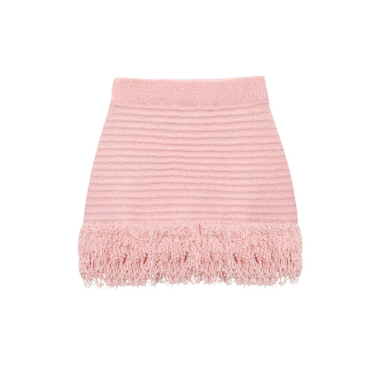 Damen Kurzarm-Strickjacke mit fransigem Saum und dekorativen Knöpfen EB