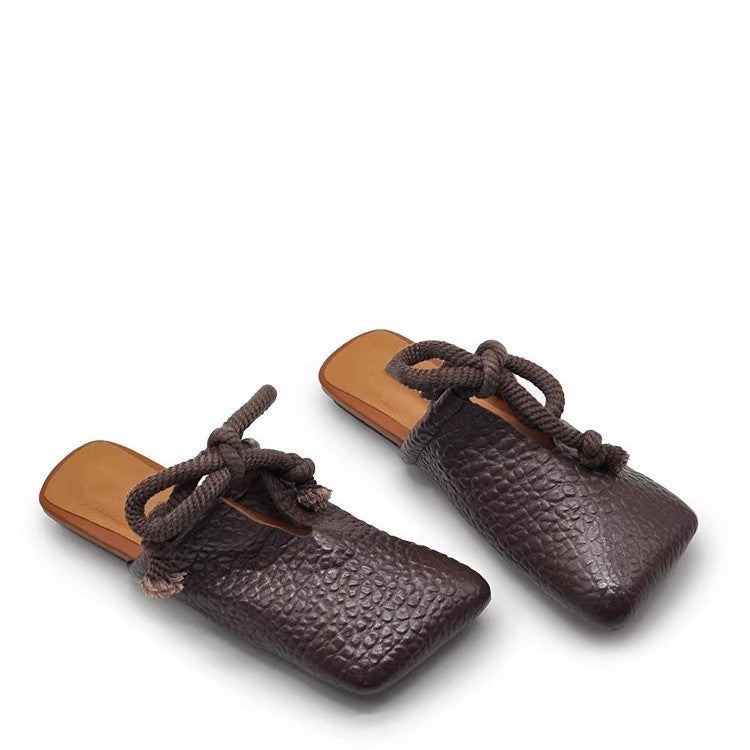 Damen modische Mules mit dekorativem Schnürdesign EB