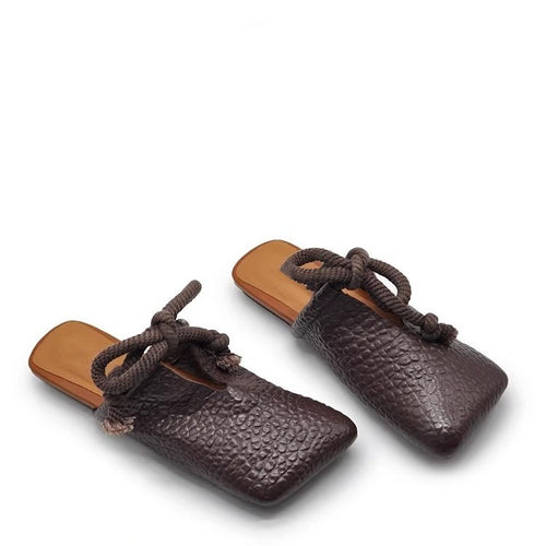 Damen modische Mules mit dekorativem Schnürdesign EB