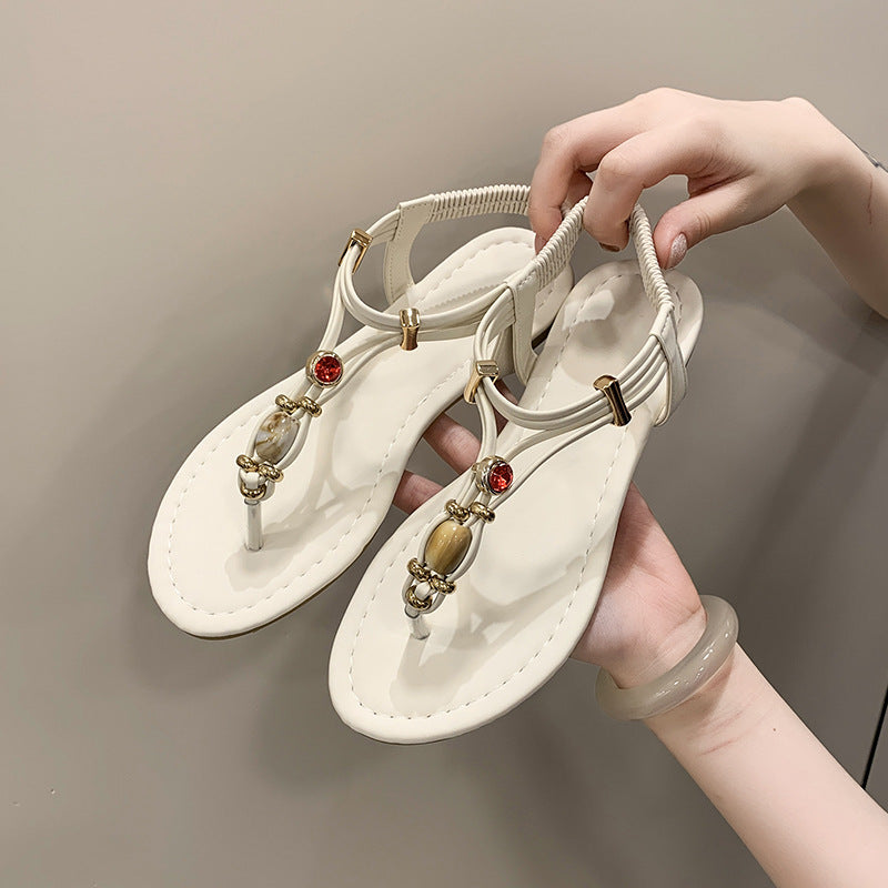 Damen elegante Zehentrenner-Sandalen mit funkelndem Strass EB