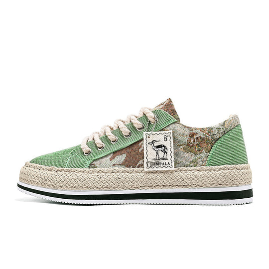 Damen lässige Baumwoll-Sneaker mit Jute-Details EB