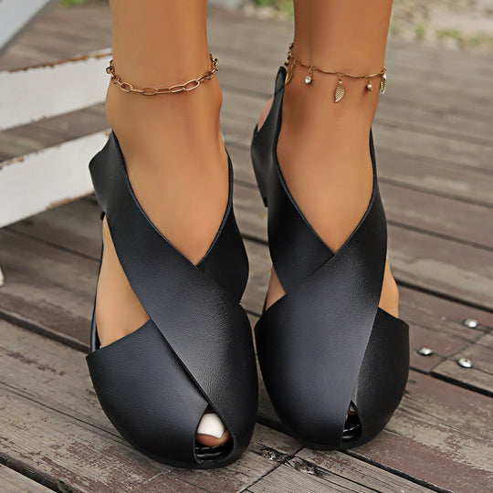 Damen Sling-Sandalen mit geschwungenem Design und bequemem Zehenbereich EB