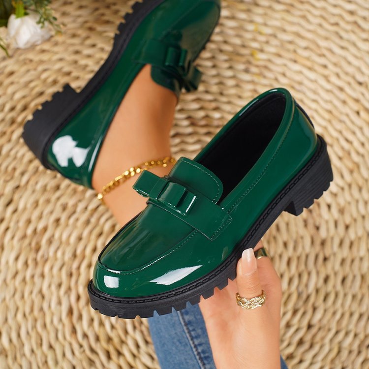 Damen Elegante Loafer mit dekorativem Schleifendetail EB