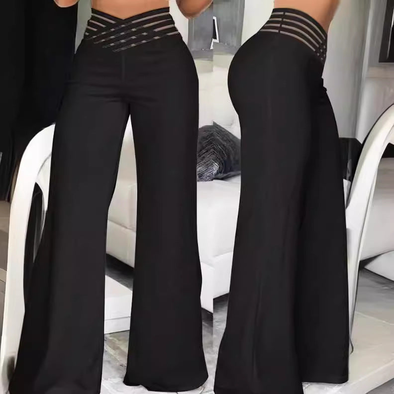 Damen weite Culotte-Hose mit modernem Cut-Out und elastischem Bund EB