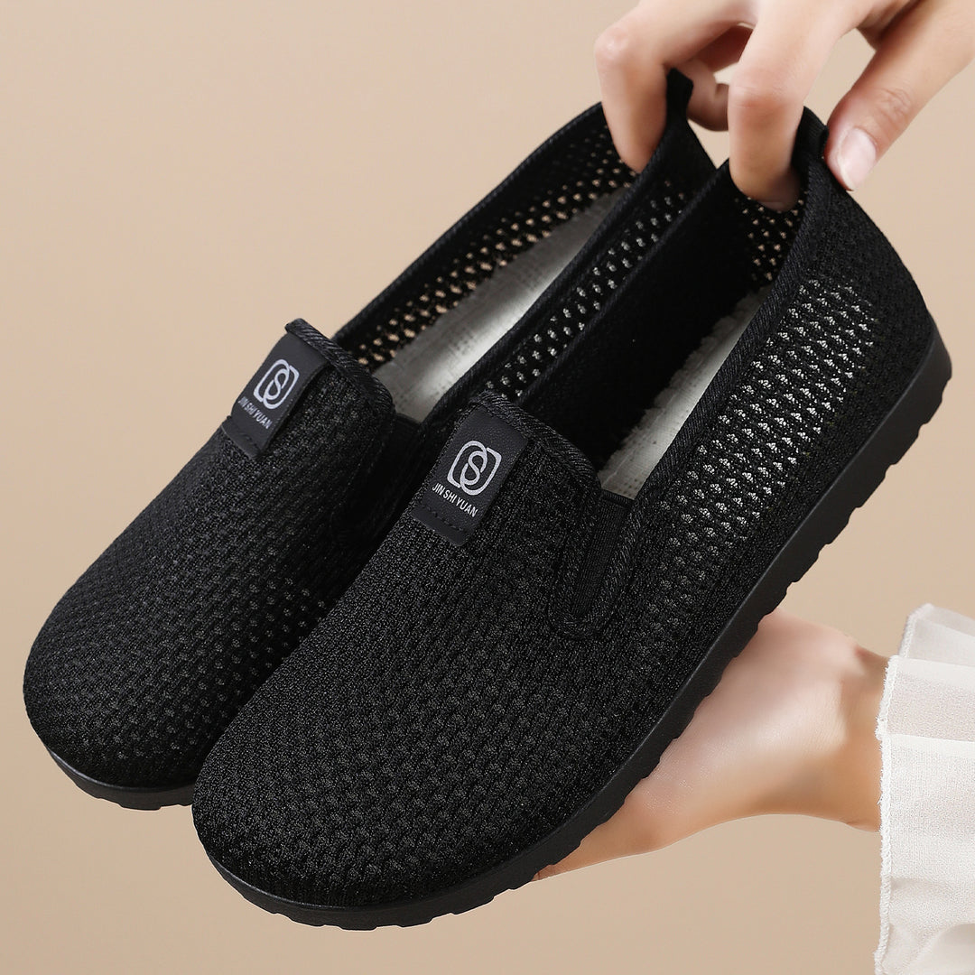 Damen nan atmungsaktiver gestrickter Slipper mit elastischem Einstieg und dämpfender EVA-Laufsohle EB