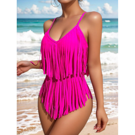 Damen Badeanzug mit fransigem Design EB