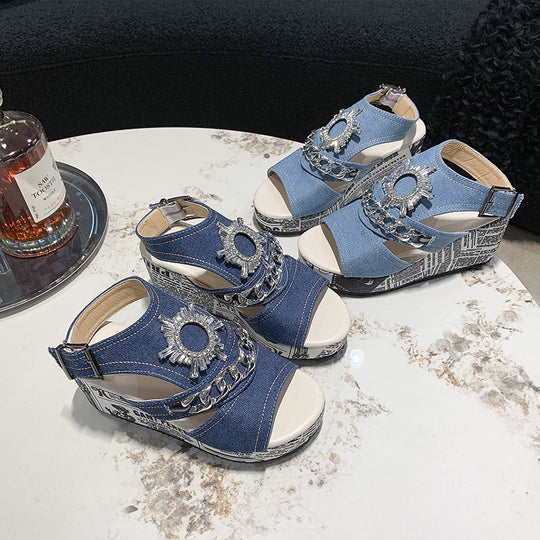 Damen Wedge-Sandalen mit eleganten Verzierungen EB