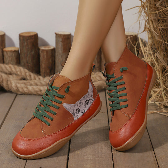 Damen Sneakers mit kreativem Katzen-Design und rutschfester Sohle EB