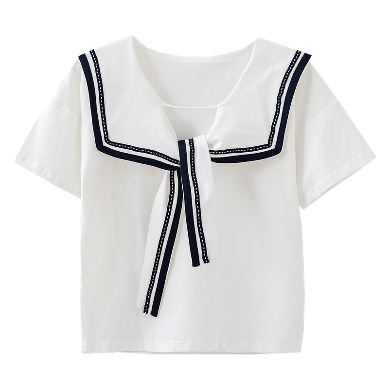 Mädchen Matrosenbluse mit modernem Kragen und Rüschendetails EB