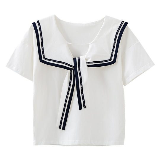 Mädchen Matrosenbluse mit modernem Kragen und Rüschendetails EB