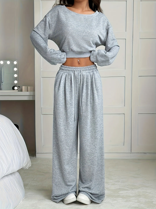 Damen Komfortables Lounge-Set mit weitem Schnitt und elastischem Bund EB
