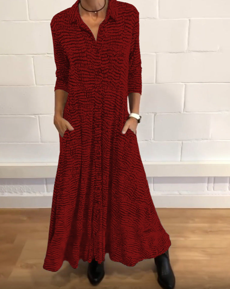 Damen Hemdblusenkleid mit voluminösem Rock und praktischen Taschen Heidi-Mode