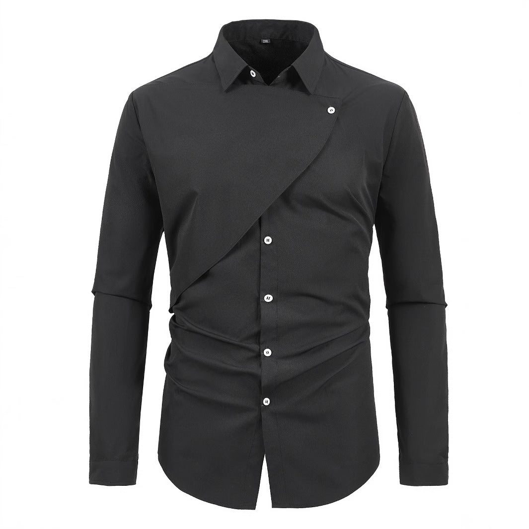 Herren Elegantes Kurzarmhemd mit asymmetrischem Design EB