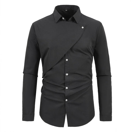 Herren Elegantes Kurzarmhemd mit asymmetrischem Design EB