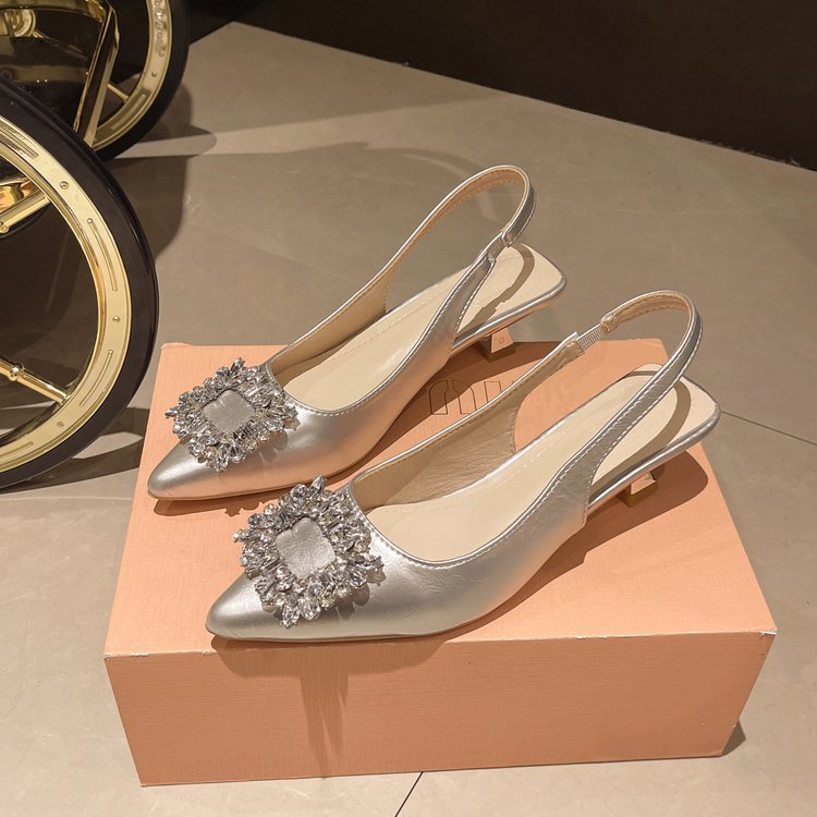 Damen Slingback Pumps mit Strassbesetztem Detail EB