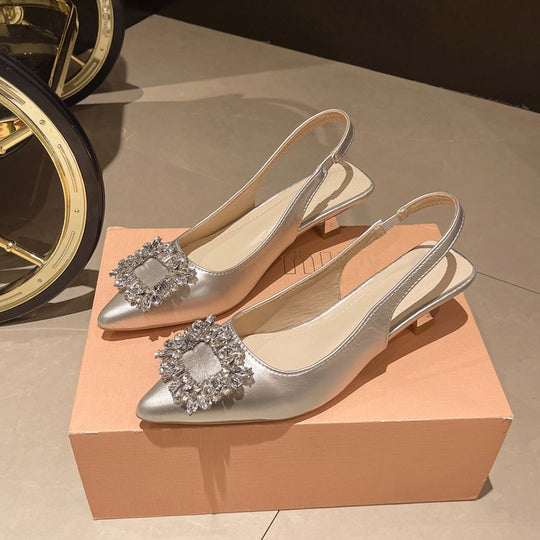 Damen Slingback Pumps mit Strassbesetztem Detail EB