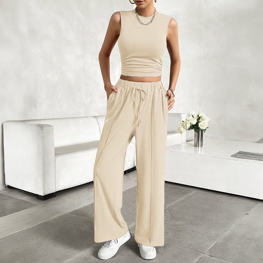 Damen Freizeit-Set mit tailliertem Top und weitem Hose EB