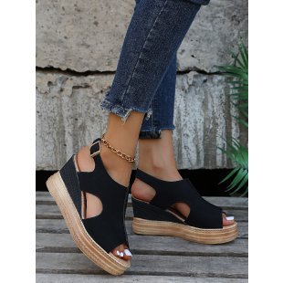Damen Wedge-Sandalen mit offener Ferse und geschmackvollem Riemendesign EB