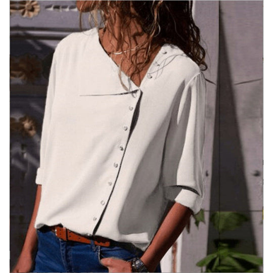Damen Button-Up Relaxed Fit Bluse EB