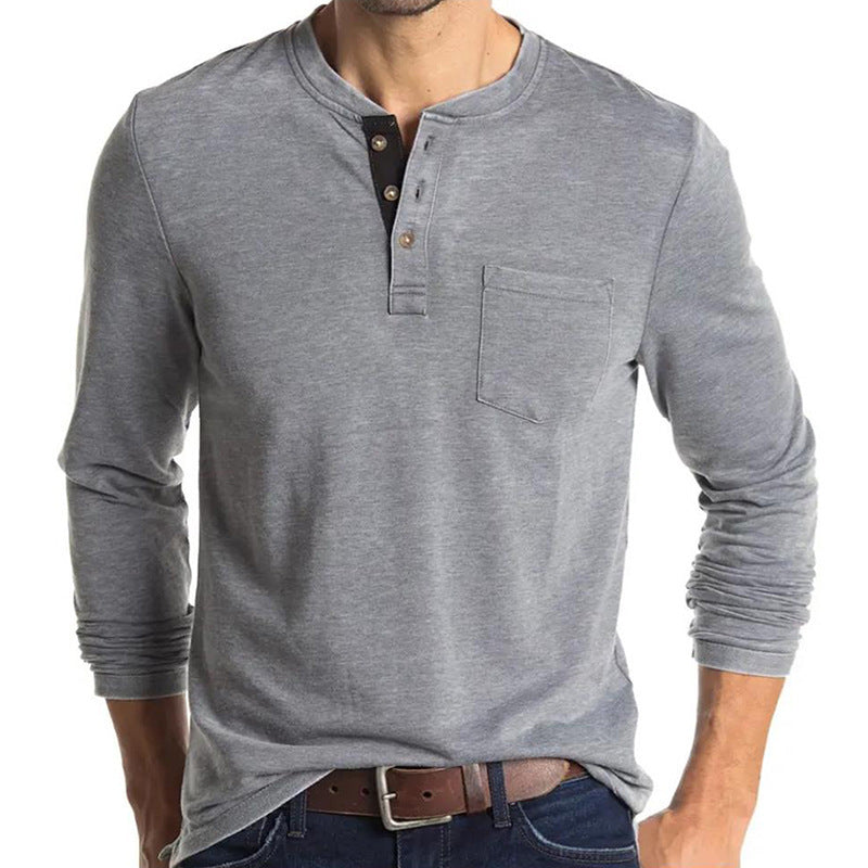 Herren Langarm-Hemd mit Knopfleiste und Brusttasche EB
