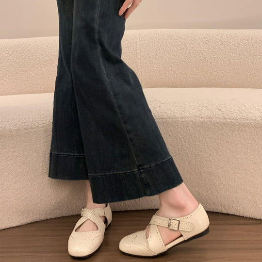 Damen Ballerinas mit verstellbarem Riemchen und eleganter Lochoptik EB