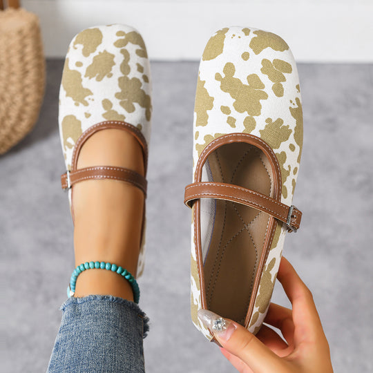 Damen  flache Mary-Jane Ballerinas mit verstellbarem Riemchen und gepolsterter Komfortinnensohle EB