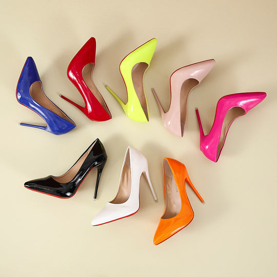 Damen elegante Stiletto-Pumps mit hohem Absatz und glänzendem Finish EB