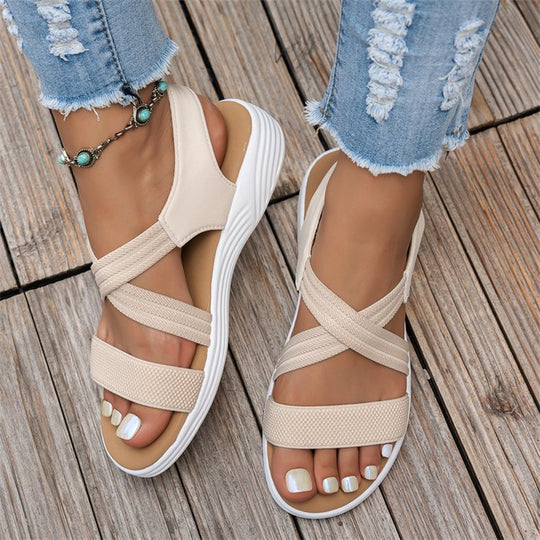 Damen Crossover-Sandalen mit rutschfester Sohle und anatomischem Fußbett EB
