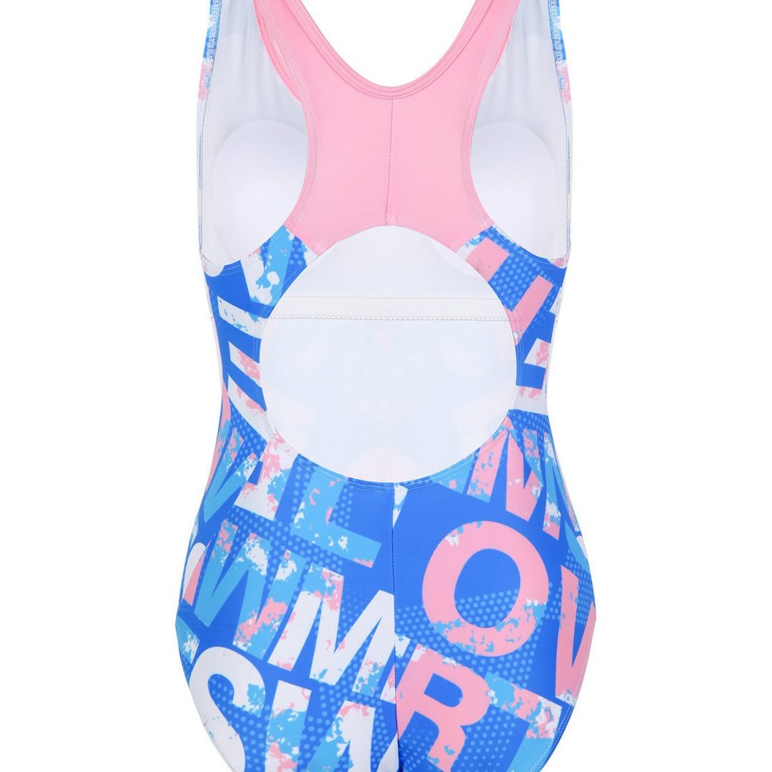 Damen Einteiliger Sportbadeanzug mit grafischem Print EB