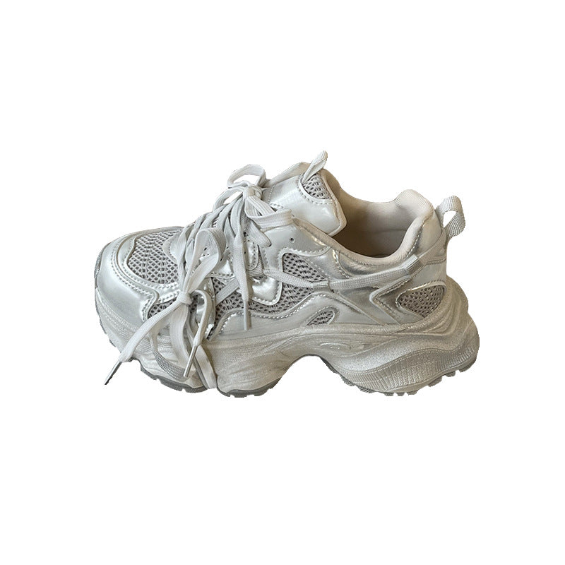 Damen Sportliche Chunky Sneakers mit atmungsaktivem Mesh und reflektierenden Akzenten EB