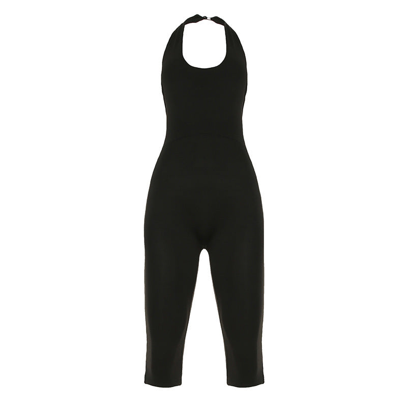 Damen körperbetonter Jumpsuit mit tiefem Rückenausschnitt und reinem Design EB