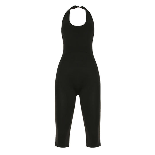 Damen körperbetonter Jumpsuit mit tiefem Rückenausschnitt und reinem Design EB