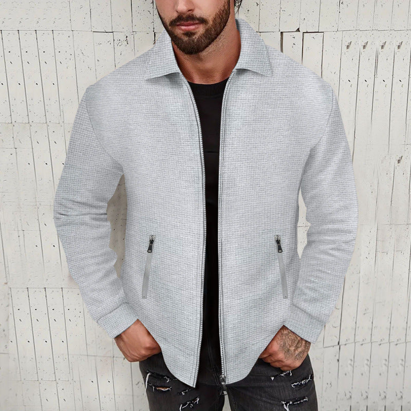 Herren modische Sweatjacke mit strukturierter Oberfläche und praktischen Reißverschlusstaschen EB