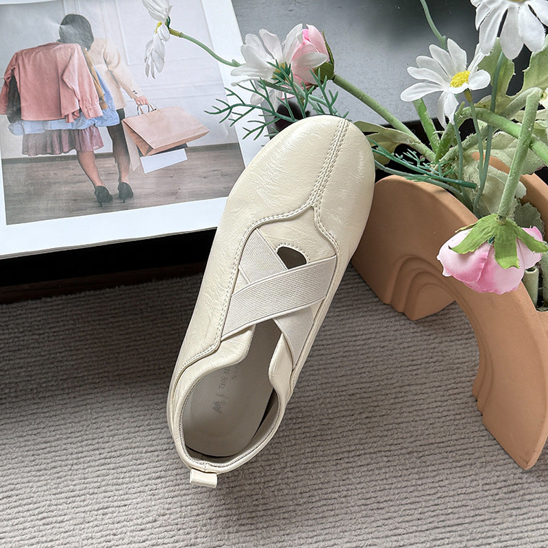 Damen elegante und bequeme Ballerinas mit raffinierter Gummizug-Ästhetik EB