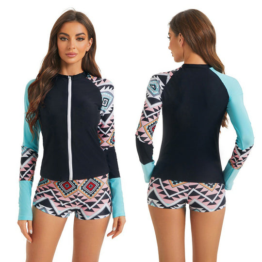 Damen Rashguard-Oberteil mit sportlichem Design und grafischem Print EB
