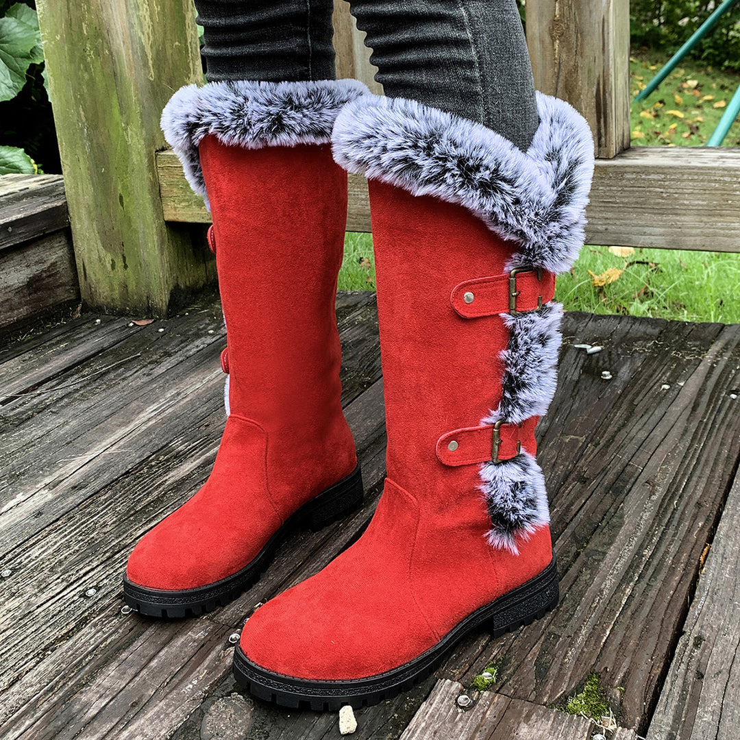 Damen Winterstiefel mit kuscheligem Kunstfellkragen und rutschfester Sohle EB