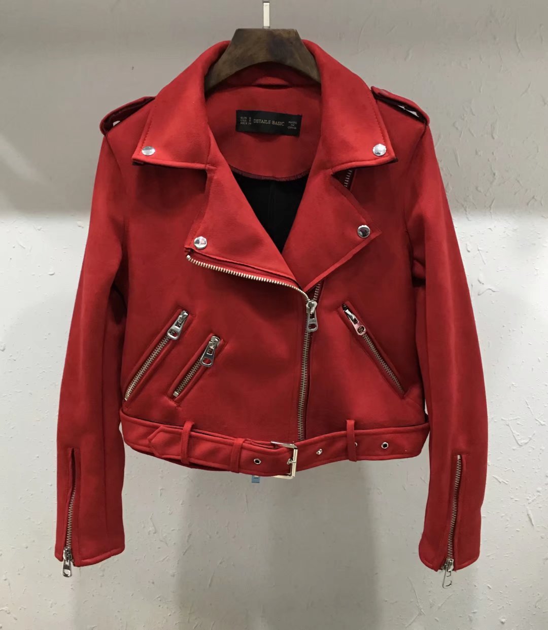 Damen Bikerjacke aus hochwertigem Wildlederimitat mit asymmetrischem Reißverschluss EB