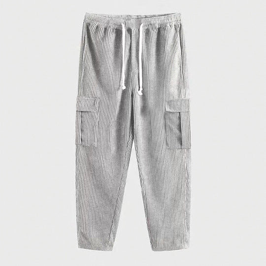 Herren Cord-Cargo-Hose mit elastischem Bund, Kordelzug & aufgesetzten Klappentaschen EB