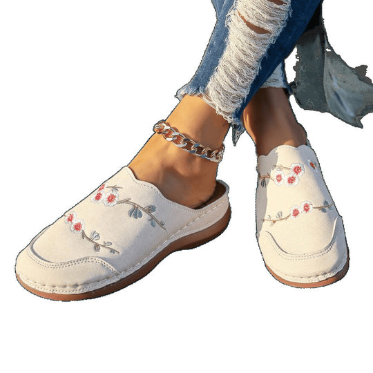 Damen geschlossene Clogs mit floralem Design und komfortablem Fußbett EB